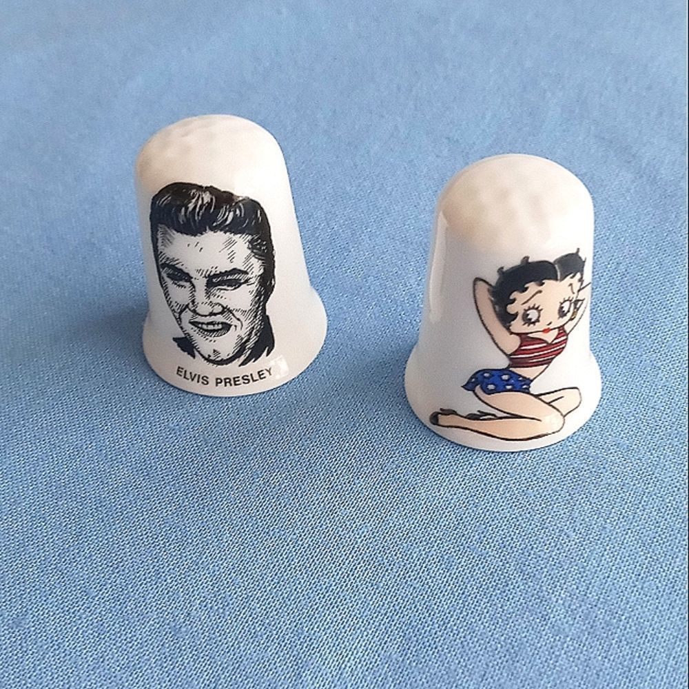 England Bone China Thimbles Collectibles of Elvis and Betty Boop